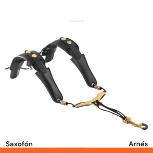 Arnes de Cuero con placa dorada para saxofon