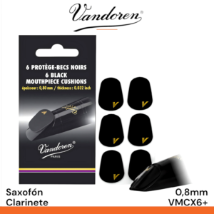 Plancha de 6 protectores de boquilla Vandoren VMCX6+ 0,80mm negro para clarinete saxofon