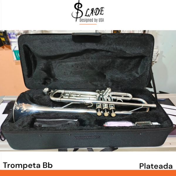 Trompeta Bb Slade designed U.S.A plateada con doble puente - Imagen 4