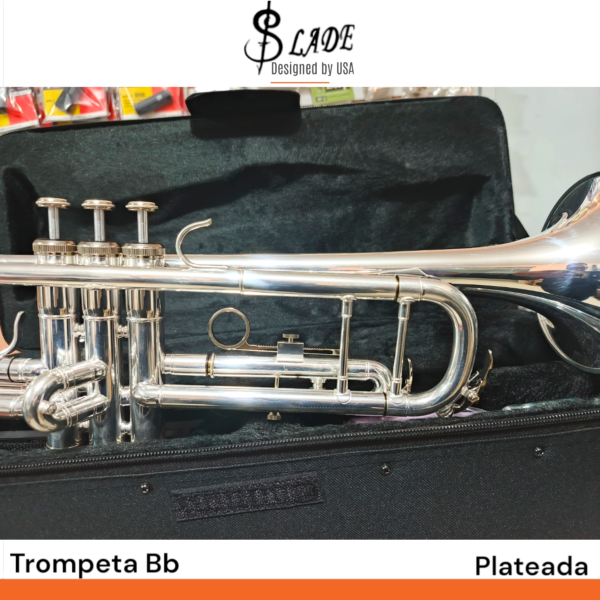 Trompeta Bb Slade designed U.S.A plateada con doble puente - Imagen 9