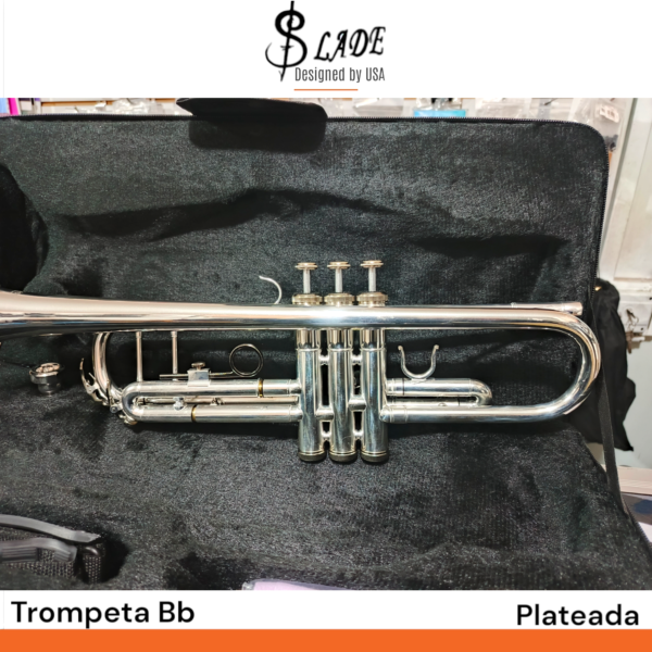 Trompeta Bb Slade designed U.S.A plateada con doble puente - Imagen 6