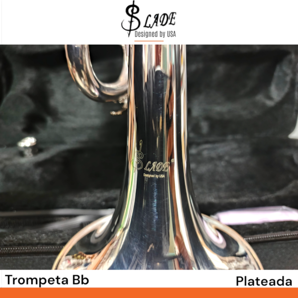 Trompeta Bb Slade designed U.S.A plateada con doble puente - Imagen 8