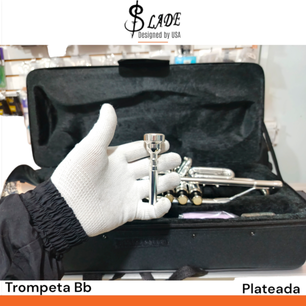 Trompeta Bb Slade designed U.S.A plateada con doble puente - Imagen 7