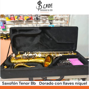 Saxofón tenor Bb Slade Designed U.S.A dorado con llaves níquel