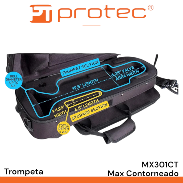Estuche Potec Max Contorneado MX301CT para trompeta - Imagen 3