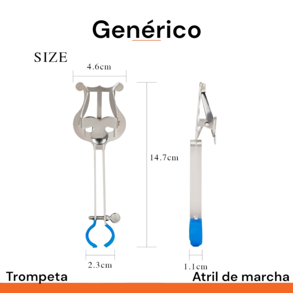 Atril de marcha con gancho plastico genérico para trompeta - Imagen 2