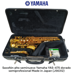 Saxofón alto seminuevo Yamaha YAS-475 dorado semiprofesional Made in Japan (J56312)