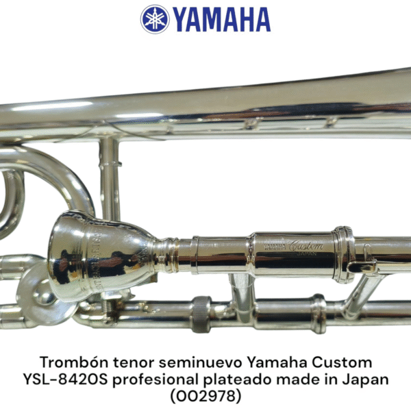 Trombón tenor seminuevo Yamaha YSL-8420S profesional plateado made in Japan - Imagen 16