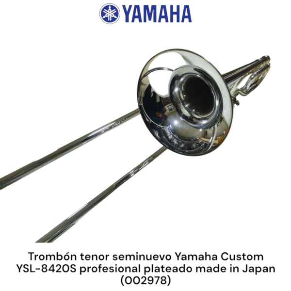 Trombón tenor seminuevo Yamaha YSL-8420S profesional plateado made in Japan - Imagen 17