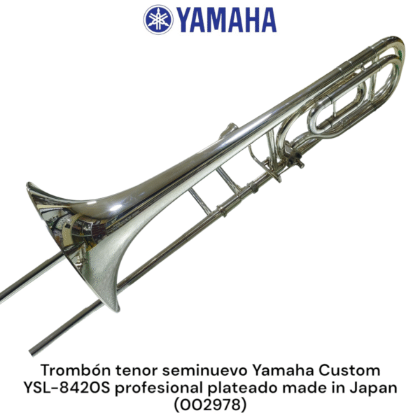 Trombón tenor seminuevo Yamaha YSL-8420S profesional plateado made in Japan - Imagen 7