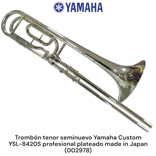 Trombón tenor seminuevo Yamaha YSL-8420S profesional plateado made in Japan - Imagen 13