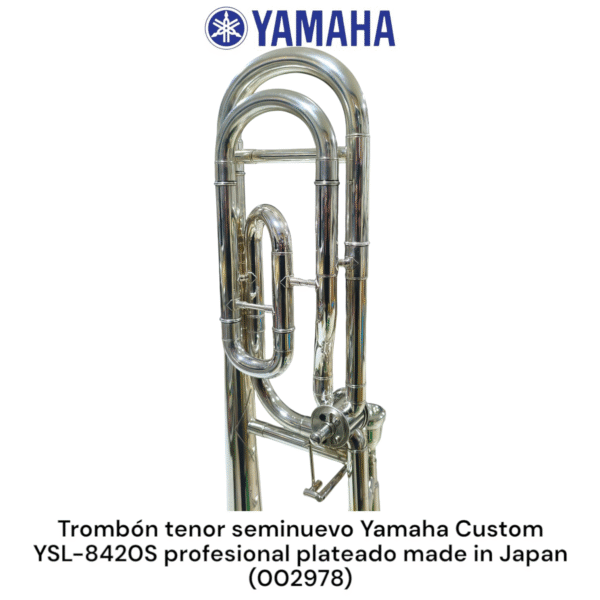 Trombón tenor seminuevo Yamaha YSL-8420S profesional plateado made in Japan - Imagen 11