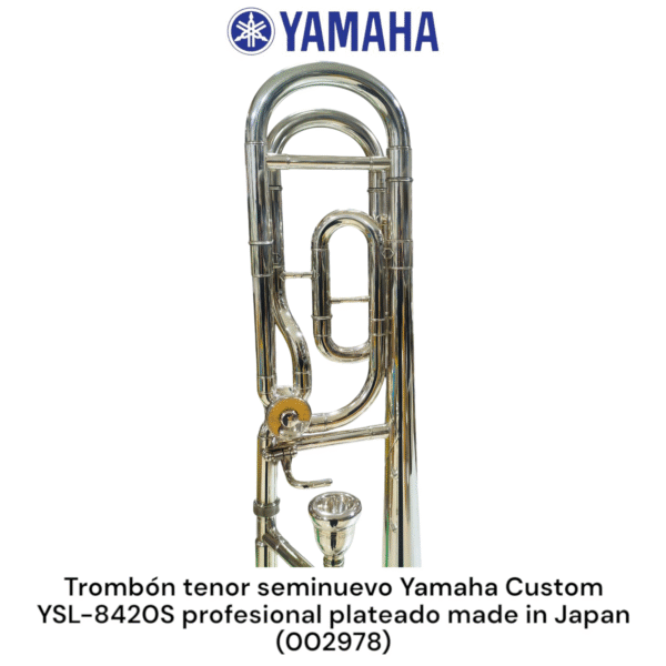Trombón tenor seminuevo Yamaha YSL-8420S profesional plateado made in Japan - Imagen 5