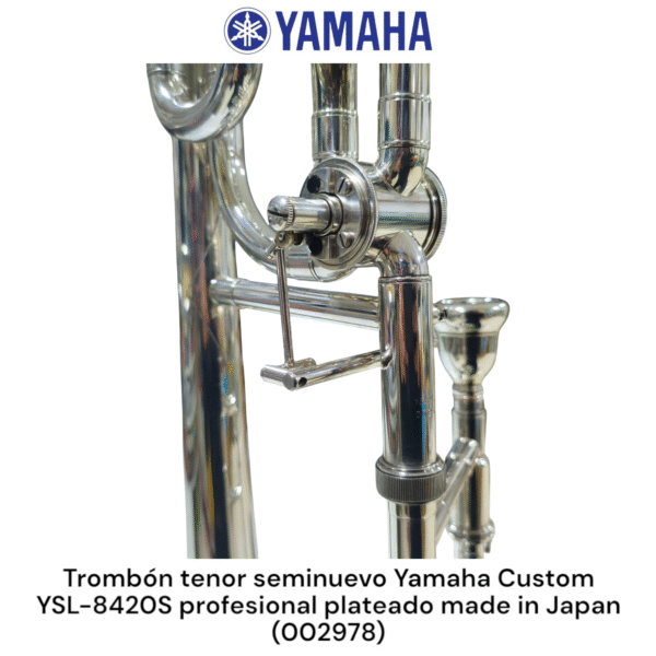 Trombón tenor seminuevo Yamaha YSL-8420S profesional plateado made in Japan - Imagen 10
