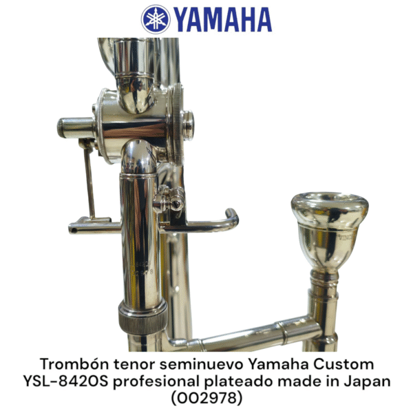 Trombón tenor seminuevo Yamaha YSL-8420S profesional plateado made in Japan - Imagen 9