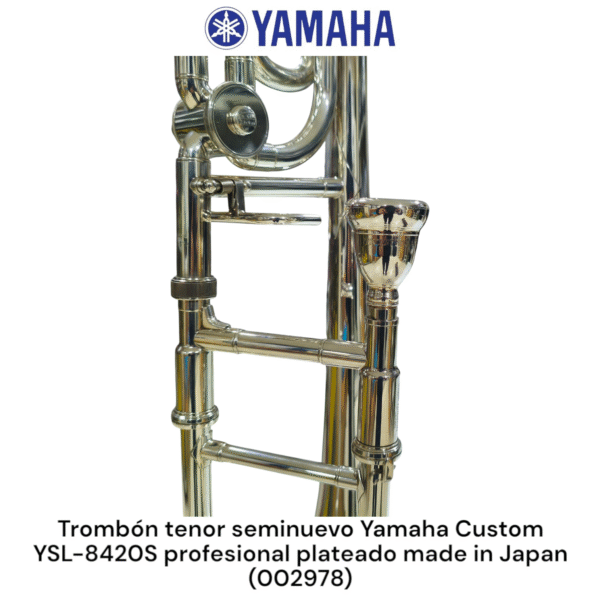Trombón tenor seminuevo Yamaha YSL-8420S profesional plateado made in Japan - Imagen 19